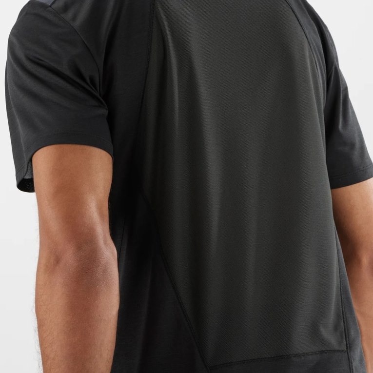 Camiseta Salomon Outline Corta Sleeve Hombre Negros | MX GMOJ321